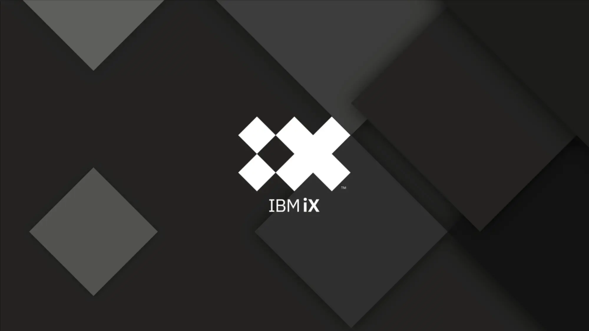 The IBM iX logo on top of a dark black background