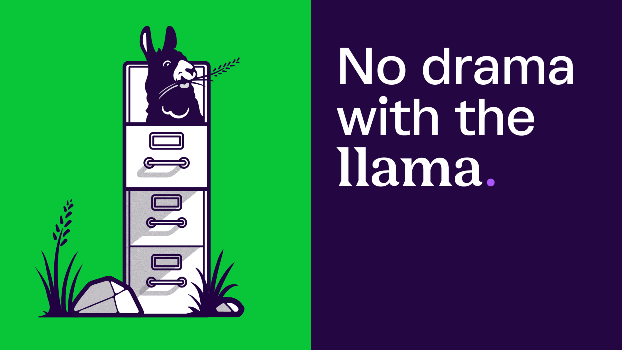 An advertisment banner showing the llama illustration with the caption 