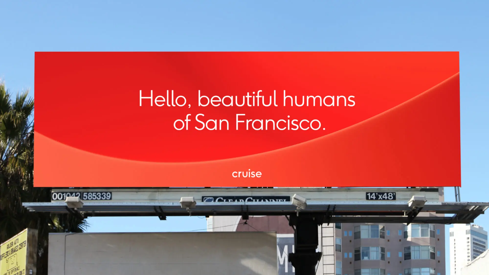 A large out of home advertisement billboard featuring a statement 