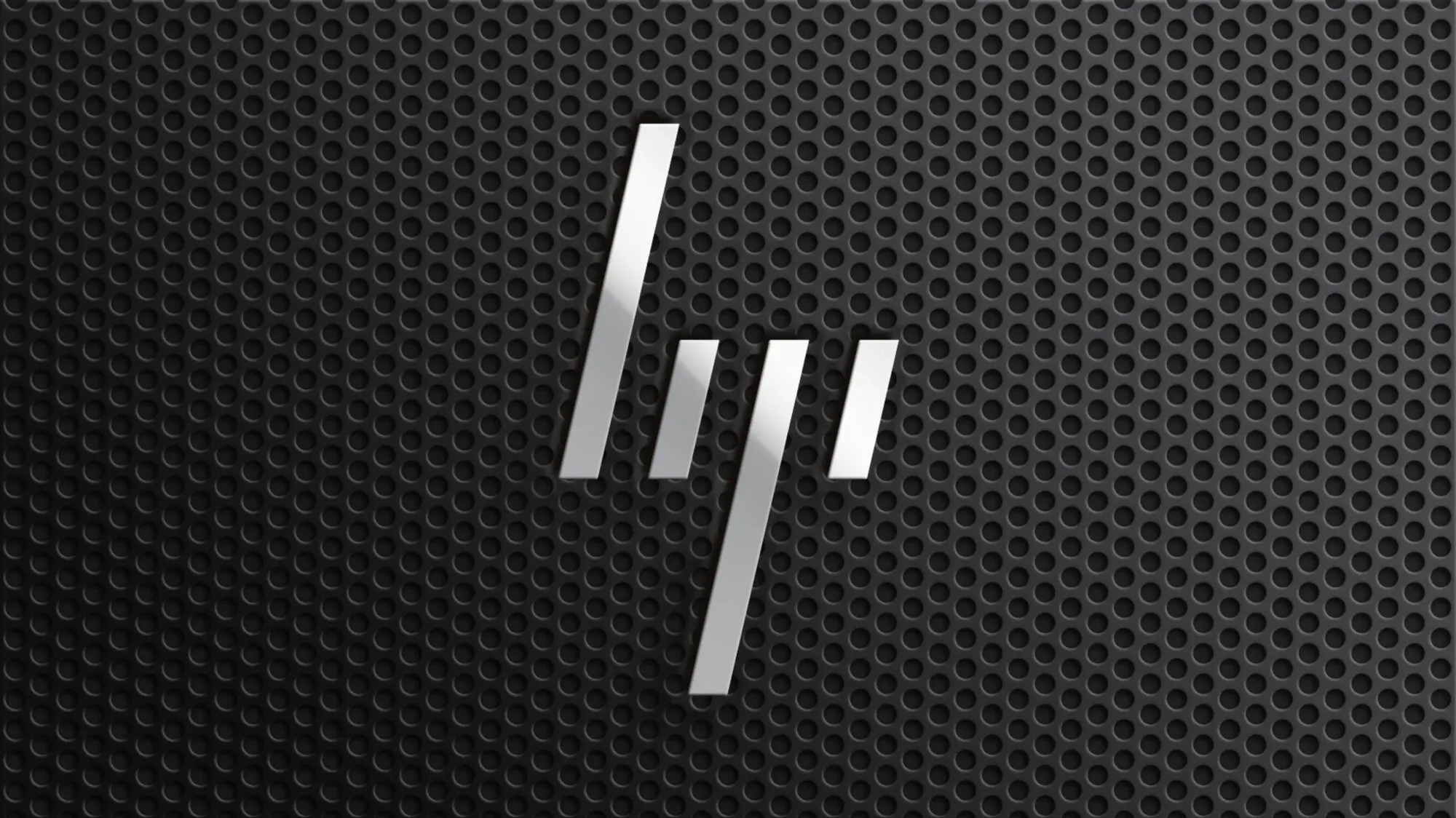 Four forward-leaning vertical lines that form lowercase letters “h” and “p”. This symbol is used primarily on premium HP laptops.