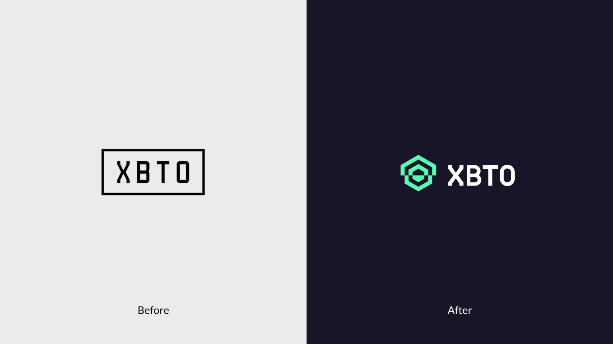 The old XBTO logo on the left and the new logo on the right.