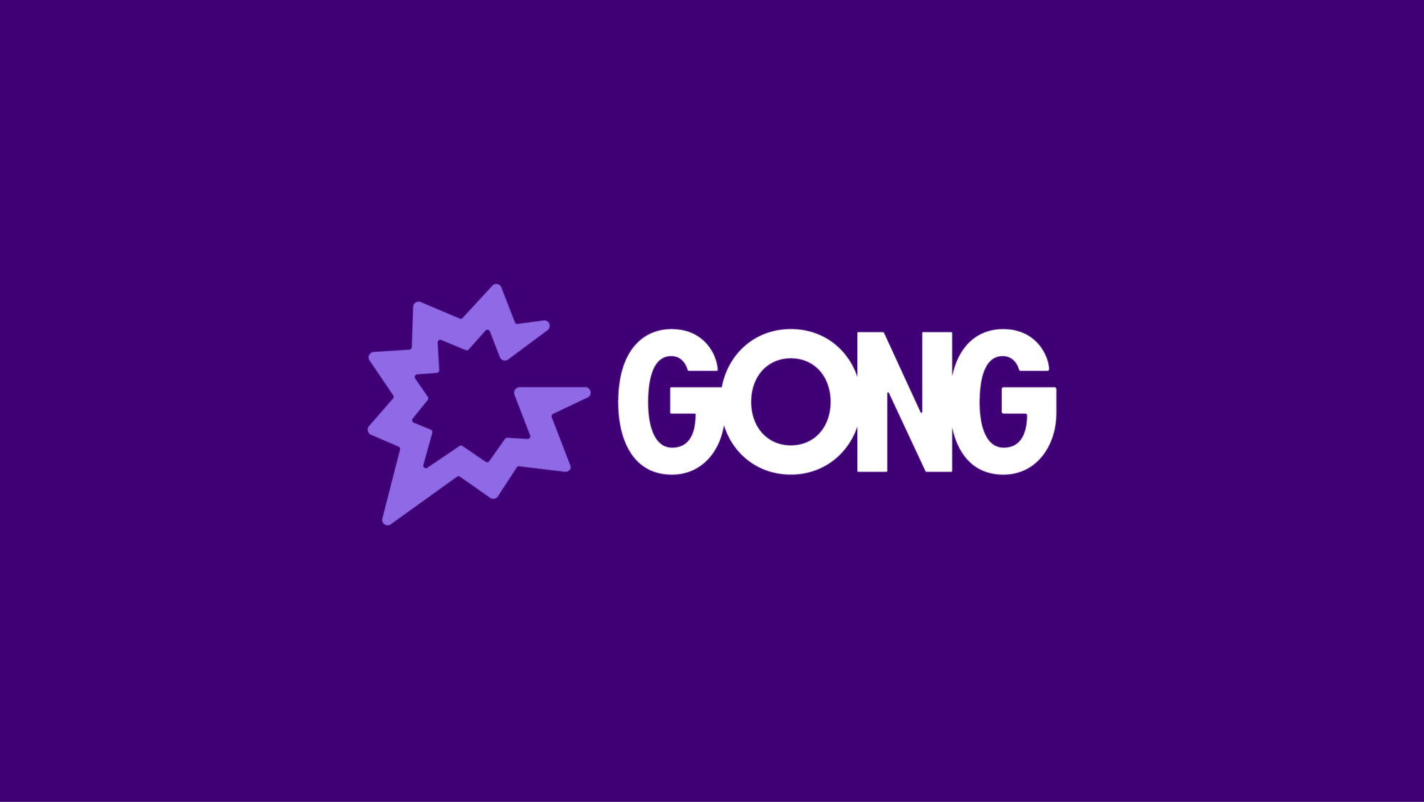 The Gong logo in white on a purple background.