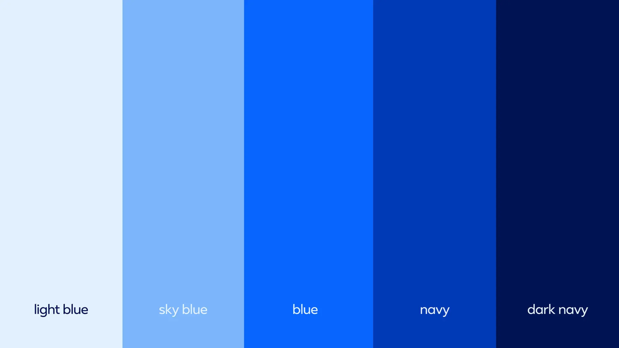 The colour palette of blue shades.